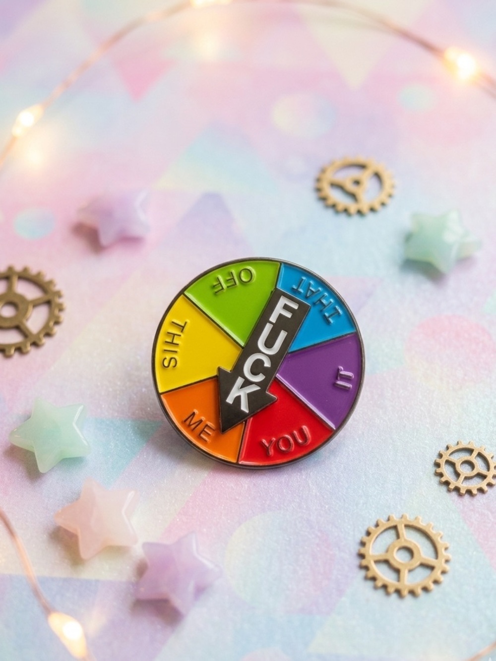 Rainbow Spinner Pin — Colorful Novelty Badge